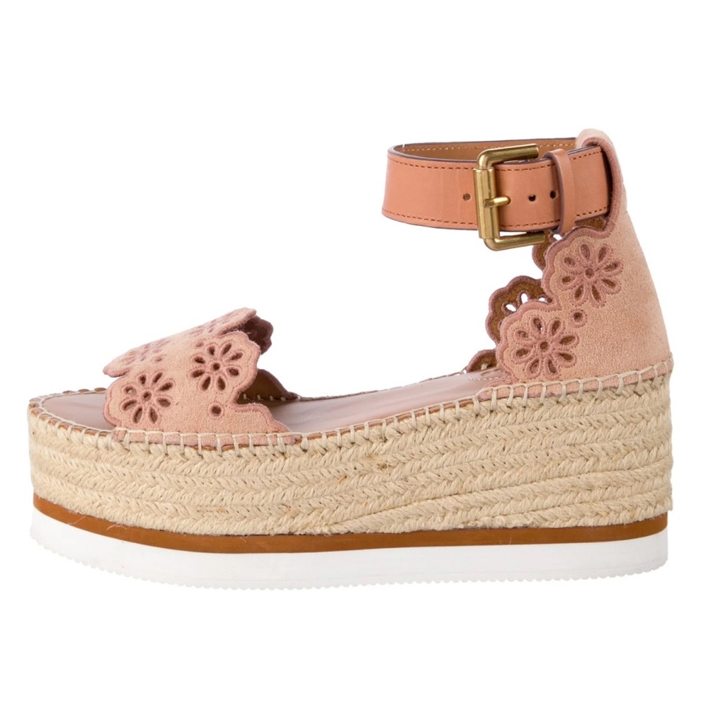 See by Chloé Glyn Ankle Strap Espadrille Platform Wedge Sandal | EUC Size 40
